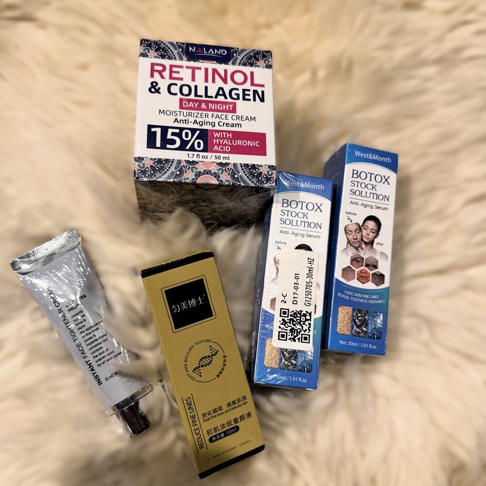 5pc Anti-Aging Skincare Mega Bundle Retinol Cream Botox Serums Face Tightener